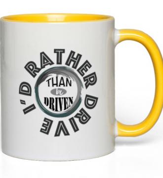 Ceramic Mug I'd Rather 11-Oz White with Yellow Accent