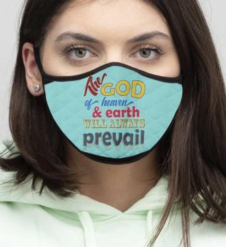 4-Piece God of Heaven - Quilted Classic Elastic Teal Face Mask