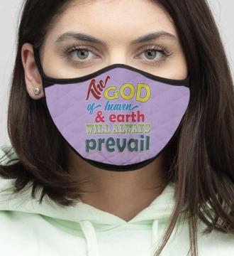 4-Piece God of Heaven - Quilted Classic Elastic Light Purple Face Mask