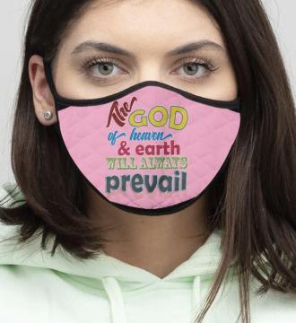 4-Piece God of Heaven - Quilted Classic Elastic Pink Face Mask