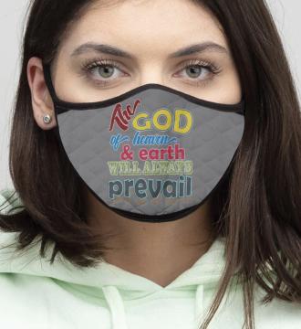 4-Piece God of Heaven - Quilted Classic Elastic Grey Face Mask