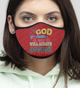 4-Piece God of Heaven - Quilted Classic Elastic Red Face Mask