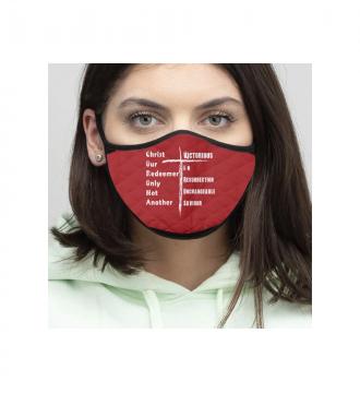 4-Piece Christ Our Redeemer - Quilted Classic Elastic Red Face Mask