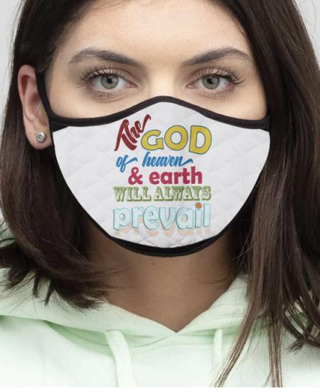 4-Piece God of Heaven - Quilted Classic Elastic Off-White Face Mask