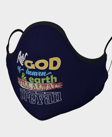 Reusable Face Mask - The God Polyester - Microtwill with 2 Filters Teens Small Navy Blue
