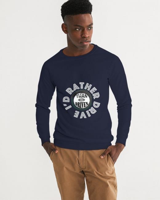 I'd rather Drive Long Sleeves Men's Graphic Sweatshirt Blue Size XS