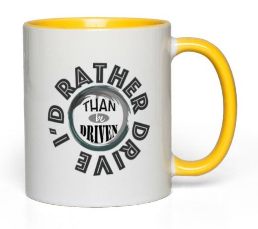 Ceramic Mug I'd Rather 11-Oz White with Yellow Accent