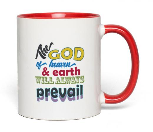 Ceramic Mug The God 11-Oz White with Red Accent