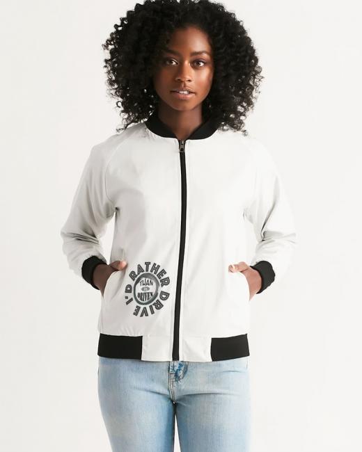 I'd rather Drive Long Sleeves Women's Bomber Jacket White Size 2XL