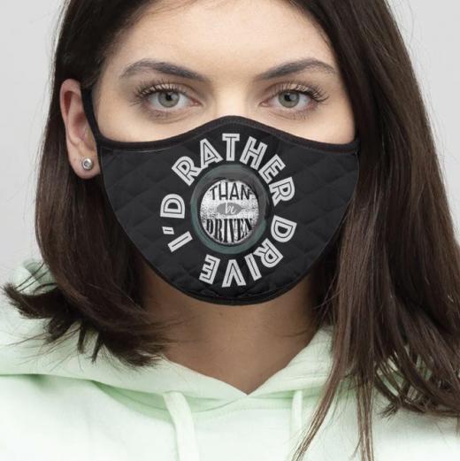 4-Piece I'd rather - Quilted Classic Elastic Black Face Mask