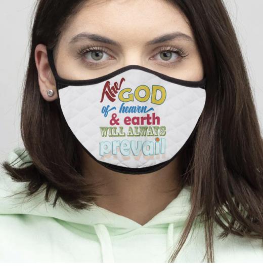 4-Piece God of Heaven - Quilted Classic Elastic Off-White Face Mask