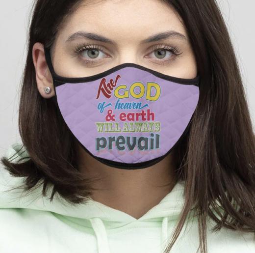 4-Piece God of Heaven - Quilted Classic Elastic Light Purple Face Mask