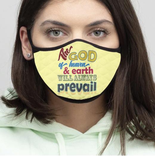 4-Piece God of Heaven - Quilted Classic Elastic Yellow Face Mask