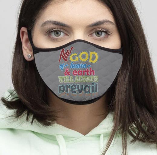 4-Piece God of Heaven - Quilted Classic Elastic Grey Face Mask