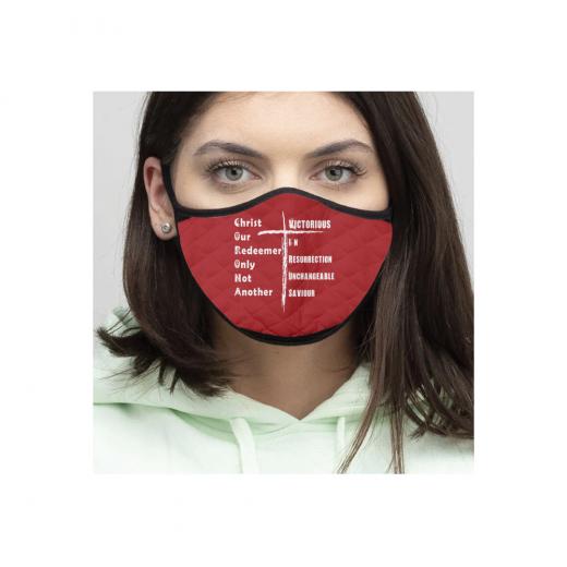 4-Piece Christ Our Redeemer - Quilted Classic Elastic Red Face Mask