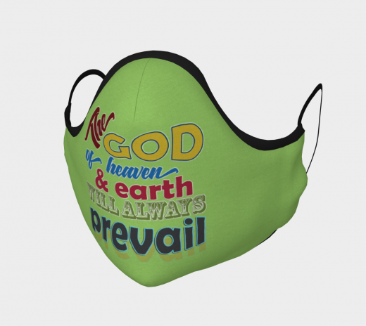 Reusable Face Mask - The God Polyester - Microtwill with 2 Filters Teens Small Green