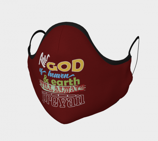 Reusable Face Mask - The God Polyester - Microtwill with 2 Filters Teens Small Maroon