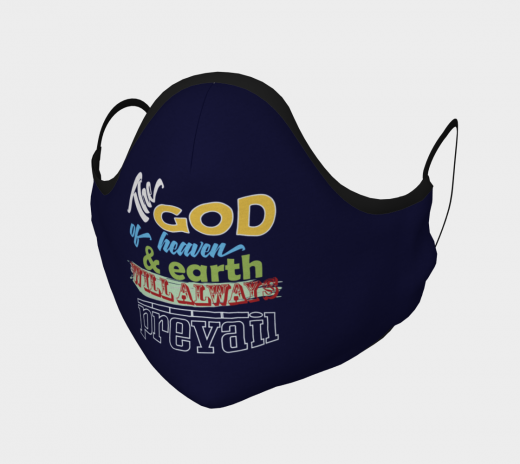Reusable Face Mask - The God Polyester - Microtwill with 2 Filters Teens Small Navy Blue