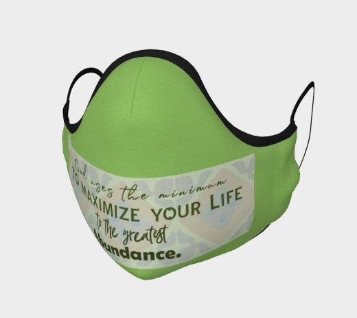 Reusable Face Mask - God Uses Polyester - Microtwill with 2 Filters Teens Small Green